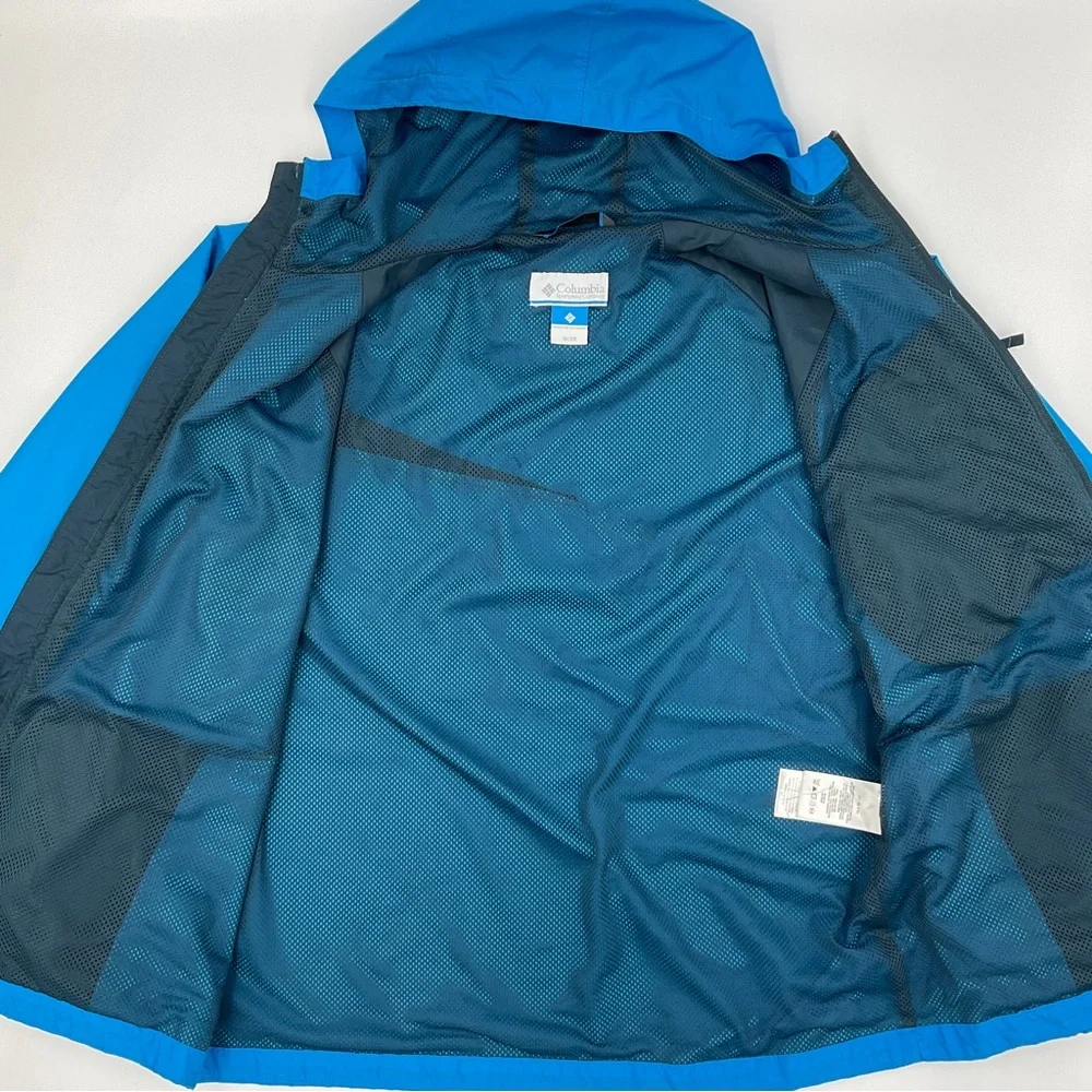 Columbia EUC Boys Girls Youth Hooded Zip Windbreaker Jacket Pockets Blue 18 / 20